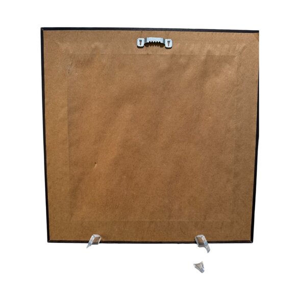 Vintage ? Framed Quilt Star Patchwork Print Wall Art 10"x10" With Rustic Wooden - Picture 4 of 16